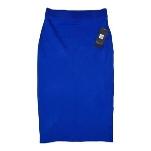 Rachel Roy Womens Skirt XS Blue Knit Ribbed Stretch‎ Pencil Career